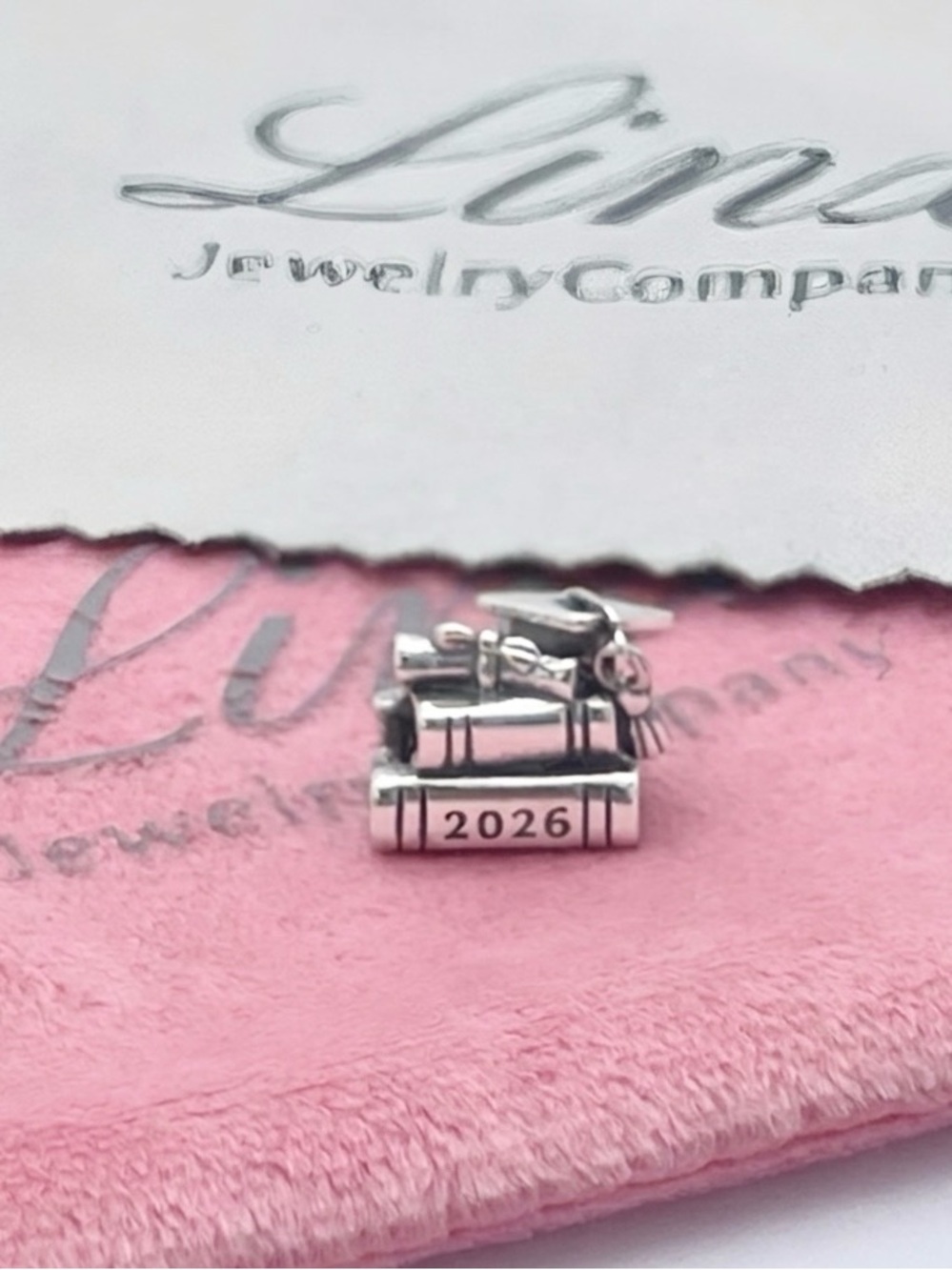 2026 Books and Graduation Cap Charm
